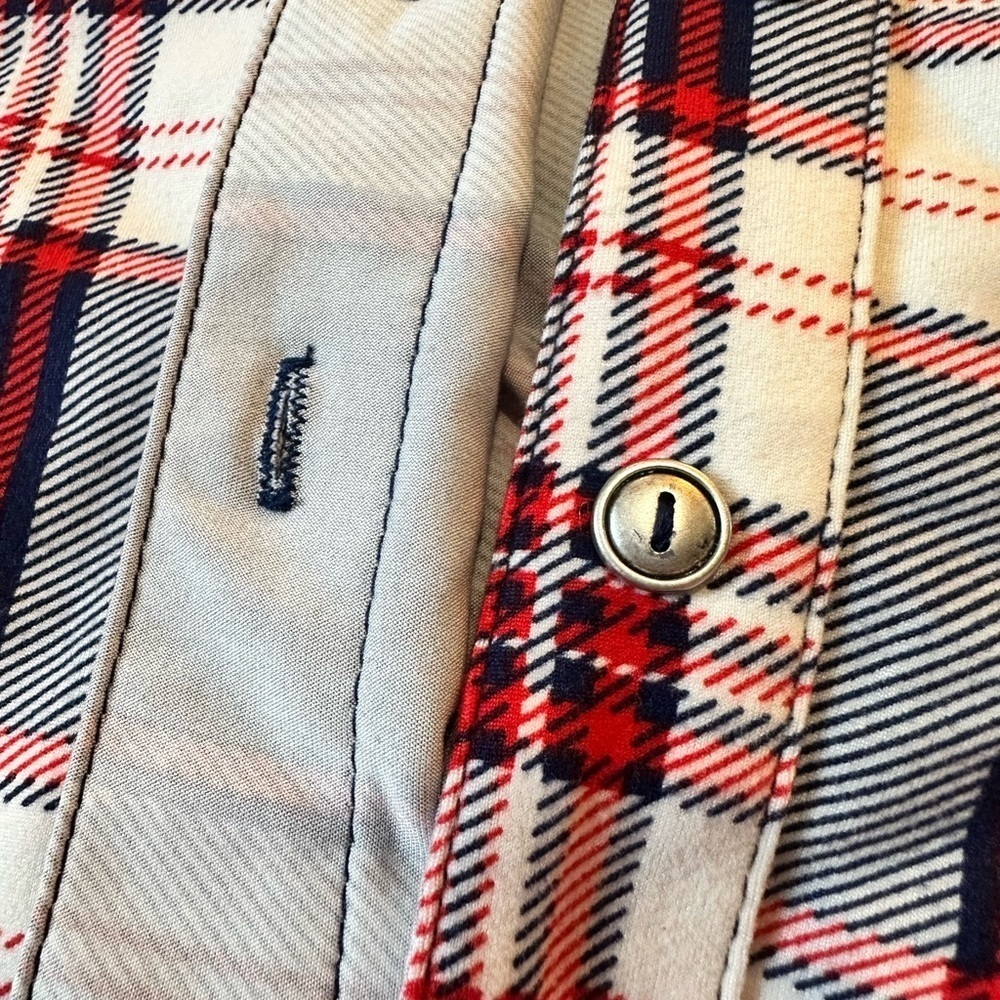 Market & Spruce Navy Red and White Plaid Button Down Shirt Size M with Stretch - Picture 6 of 7